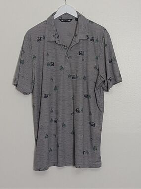 Travis Mathew Polo XL Gray Outfresh Print Golf Extra Large Short Sleeve